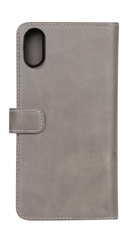Essentials iPhone XR, Läder wallet avtagbar, grå