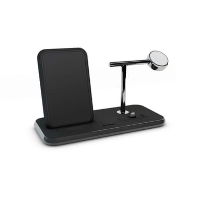 Zens Triple Bordsladdare Qi + Dock + Watch 10W Svart (Apple Qc 7,5W) 220V-Sladd