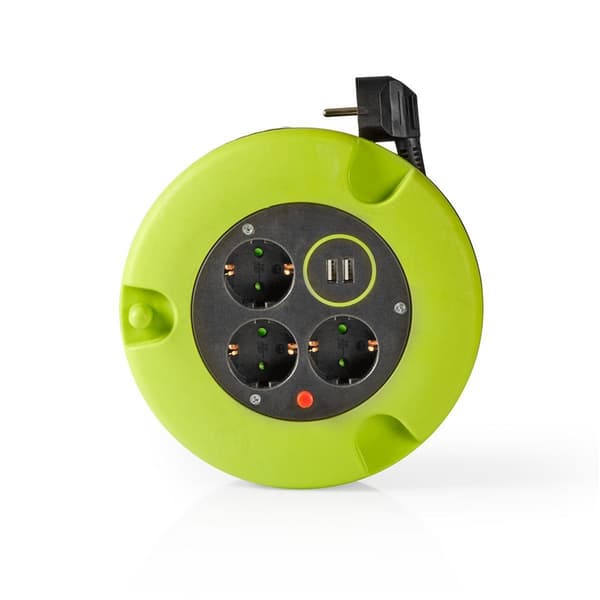 kabeltromle | Stikprop med sidebens jord | 5.00 m | 3000 W | 16 A | Slags jordforbindelse: Sidekontakter | 230 V AC 50/60 Hz | Kontakt Vinkel: 90 ° |