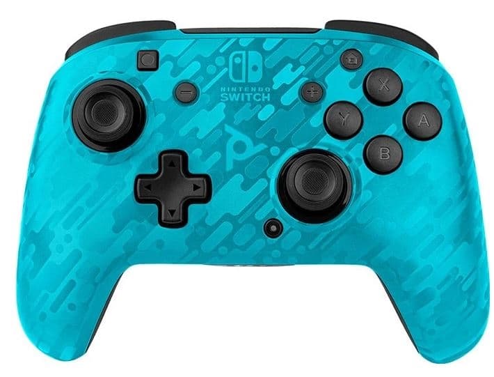 PDP Faceoff Trådlös handkontroll till Nintendo Switch, Neon Blue Camo