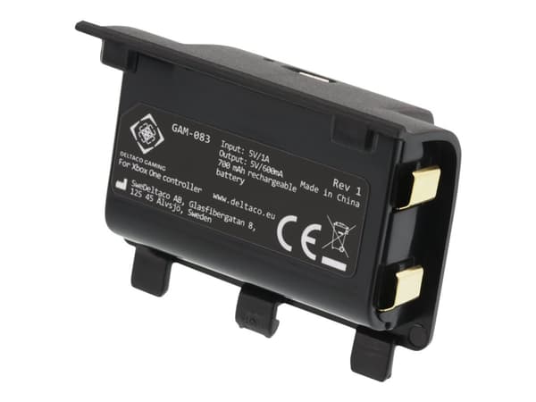 Deltaco GAM-083, Xbox One, Peiliohjaimen akku, Musta, 5 V, 1 A, 5 V
