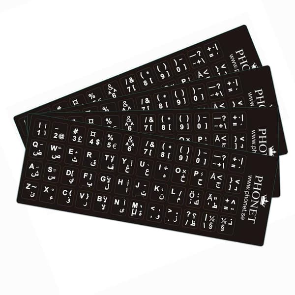4-pack arabiska tangentbord-stickers för svenska tangentbord
