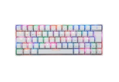 Fourze GK60 - Tangentbord - bakgrundsbelyst - trådlös - USB-C, Bluetooth 5.0 - Nordisk - tangentbrytare: OUTEMU - vit