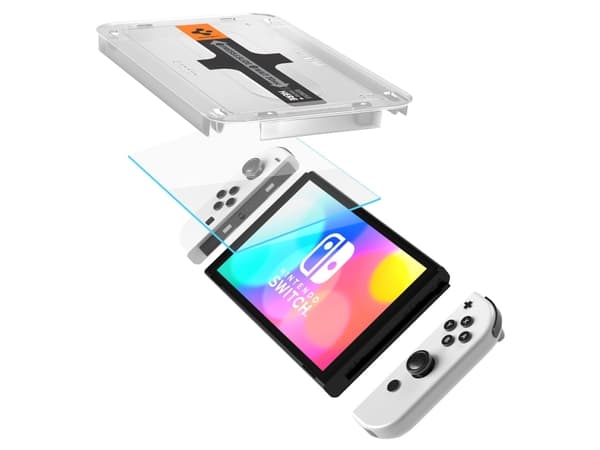 Spigen Glas.tR EZ Fit, Nintendo Switch, Suojapakkaus, Läpinäkyvä, Laatikko, 91,4 mm, 0,254 mm