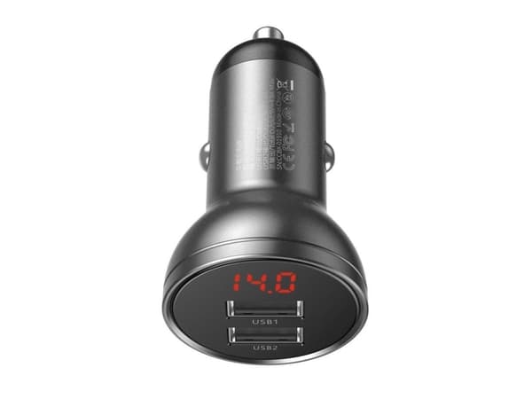Baseus VCBXA - Autovirtasovitin - 24 Watt - 4,8 A - 2 lähtöliitäntää (USB) - harmaa, hopea
