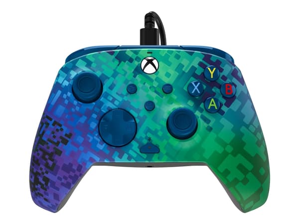 PDP Gaming - Spelkontroll - kabelansluten - glitch green - för PC, Microsoft Xbox One, Microsoft Xbox Series S, Microsoft Xbox Series X