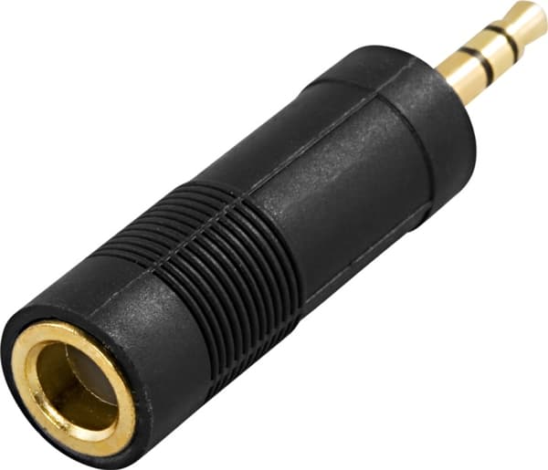 DELTACO teleadapter 6,3mm hun - 3,5mm stereo han