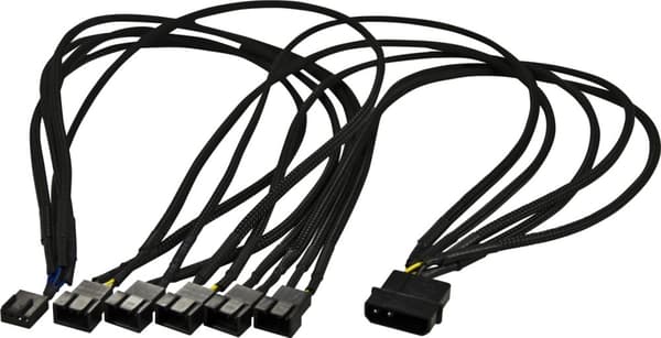 AKASA splitterkabel för 4-pins fläktar, från 1 till 5, svart