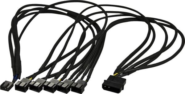 AKASA splitterkabel för 4-pins fläktar, från 1 till 5, svart