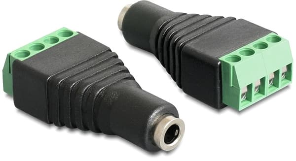 DeLOCK stereo adapter, 3,5mm stereo hun til 4-pins terminalblok, sort/