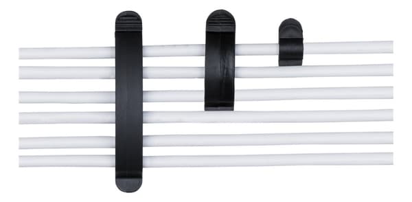 DELTACO självhäftande kabelklämmor, 1/3/6 platser, 10-pack, svart