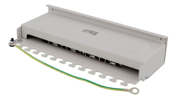 DELTACO Patch Panel, 8xRJ45, Cat6a, wall-mountable, metal, gray