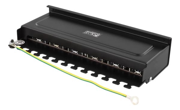 DELTACO Patch Panel, 12xRJ45, Cat6a, wall-mountable, metal, black