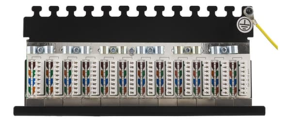 DELTACO Patch Panel, 12xRJ45, Cat6a, wall-mountable, metal, black