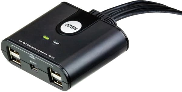 ATEN US424 manuell USB 2.0-switch, 4 datorer till 4 enheter, 1,8m, sva