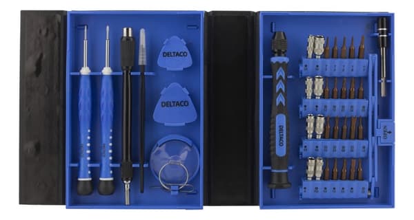 DELTACO Smartphone Repair Kit, 38 deler, Presisjon CRV, blå
