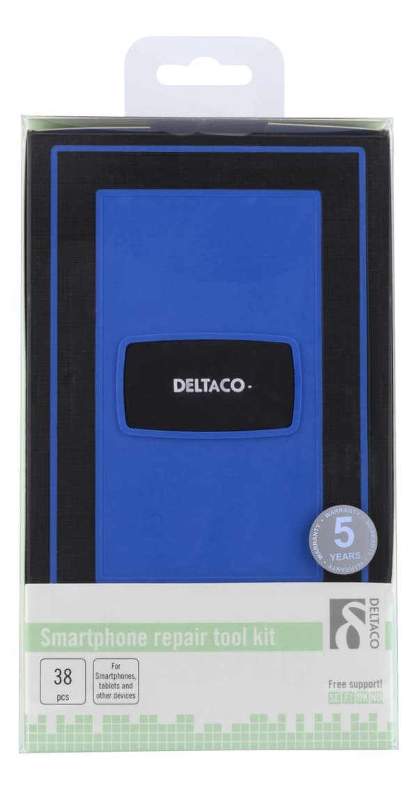 DELTACO Smartphone Repair Kit, 38 deler, Presisjon CRV, blå