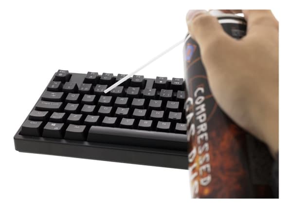 DELTACO GAMING tryckluft på burk, 600ml, flexiblet munstycke, svart