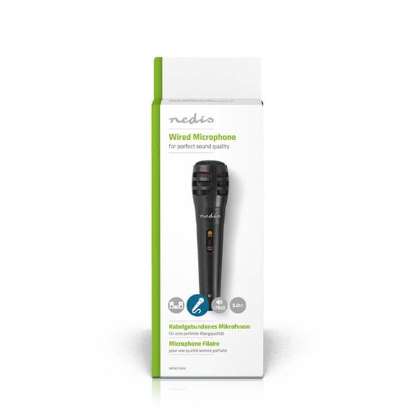 Nedis Mikrofon | Cardioid | Aftageligt kabel | 5.00 m | 80 Hz - 12 kHz | 600 Ohm | -75 dB | Indbygget on/off-knap (tænd/sluk) | Rejsetaske inkluderet
