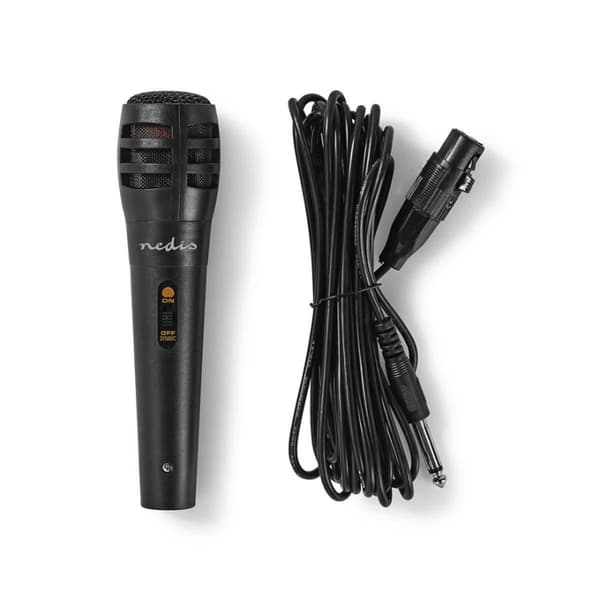 Nedis Mikrofon | Cardioid | Aftageligt kabel | 5.00 m | 80 Hz - 12 kHz | 600 Ohm | -75 dB | Indbygget on/off-knap (tænd/sluk) | Rejsetaske inkluderet