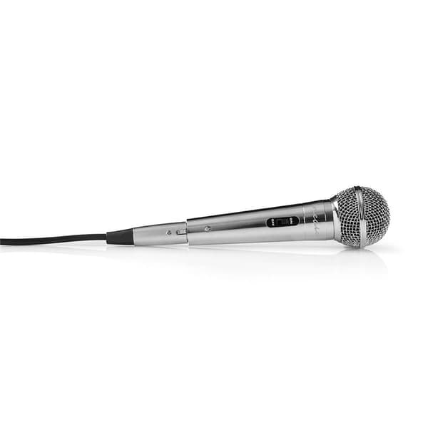 Nedis Mikrofon | Cardioid | Aftageligt kabel | 5.00 m | 80 Hz - 13 kHz | 600 Ohm | -72 dB | Indbygget on/off-knap (tænd/sluk) | Metal | Sølv