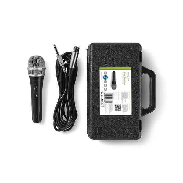 Nedis Mikrofon | Cardioid | Aftageligt kabel | 5.00 m | 50 Hz - 15 kHz | 600 Ohm | -72 dB | Indbygget on/off-knap (tænd/sluk) | Rejsetaske inkluderet