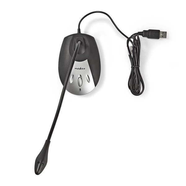 Nedis Mikrofon | Brugt til: Desktop / Notebook | Kabel | USB-A Han | Indbygget on/off-knap (tænd/sluk) | Hovedtelefonudgang