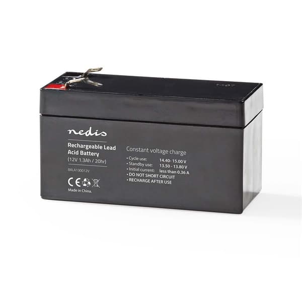 Nedis Genopladeligt blybatteri | Bly-syre | Opladningsbar | 12 V | 1300 mAh