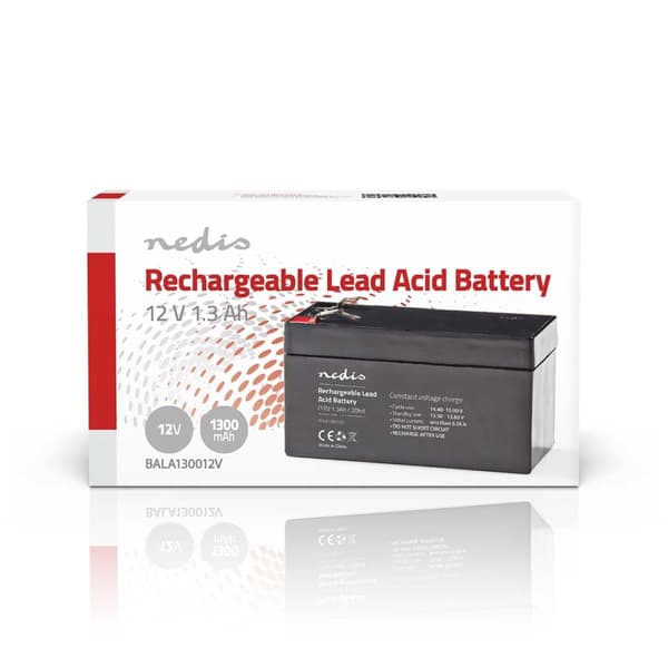 Nedis Genopladeligt blybatteri | Bly-syre | Opladningsbar | 12 V | 1300 mAh