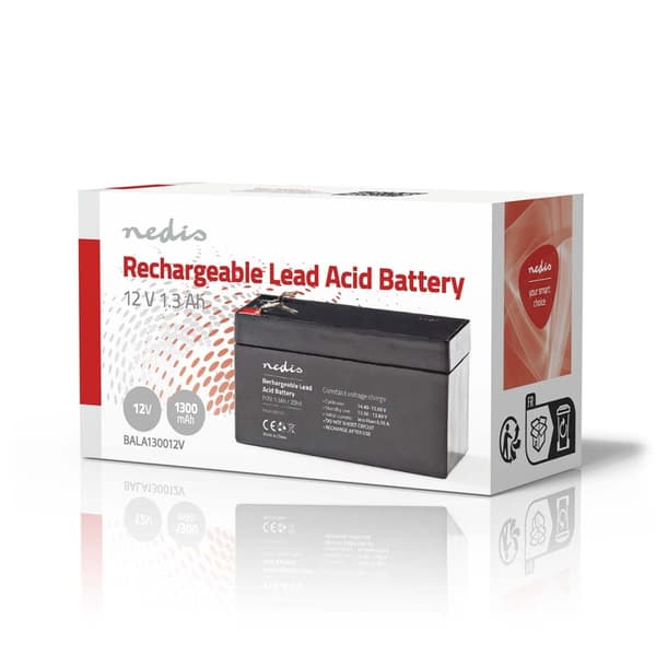 Nedis Genopladeligt blybatteri | Bly-syre | Opladningsbar | 12 V | 1300 mAh