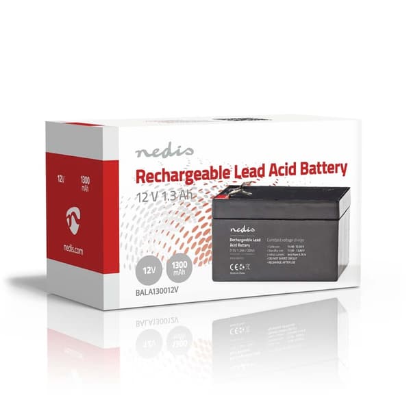 Nedis Genopladeligt blybatteri | Bly-syre | Opladningsbar | 12 V | 1300 mAh