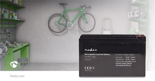 Nedis Genopladeligt blybatteri | Bly-syre | Opladningsbar | 12 V | 9000 mAh