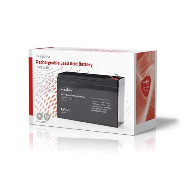 Nedis Genopladeligt blybatteri | Bly-syre | Opladningsbar | 12 V | 7200 mAh