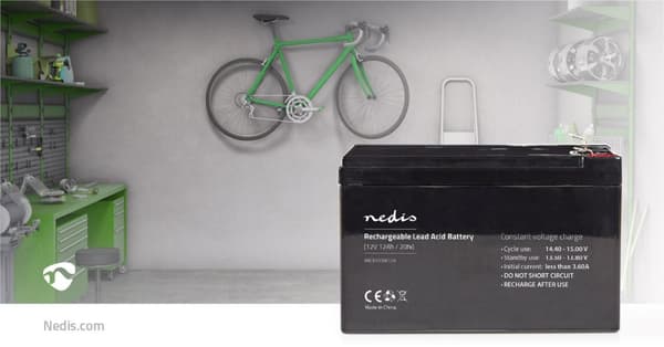 Nedis Genopladeligt blybatteri | Bly-syre | Opladningsbar | 12 V | 12000 mAh