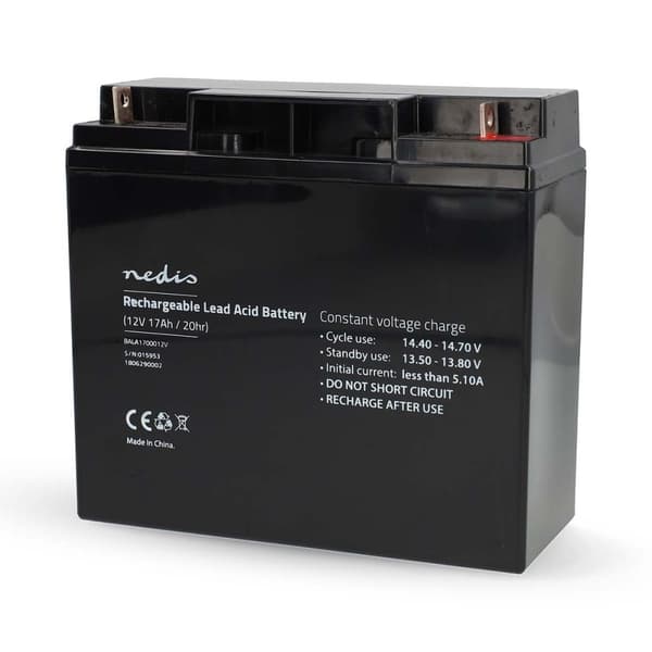 Nedis Genopladeligt blybatteri | Bly-syre | Opladningsbar | 12 V | 17000 mAh