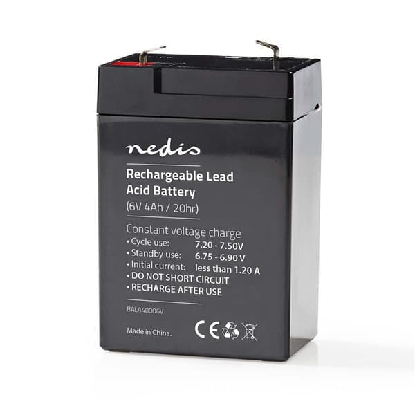 Nedis Genopladeligt blybatteri | Bly-syre | Opladningsbar | 6 V | 4000 mAh
