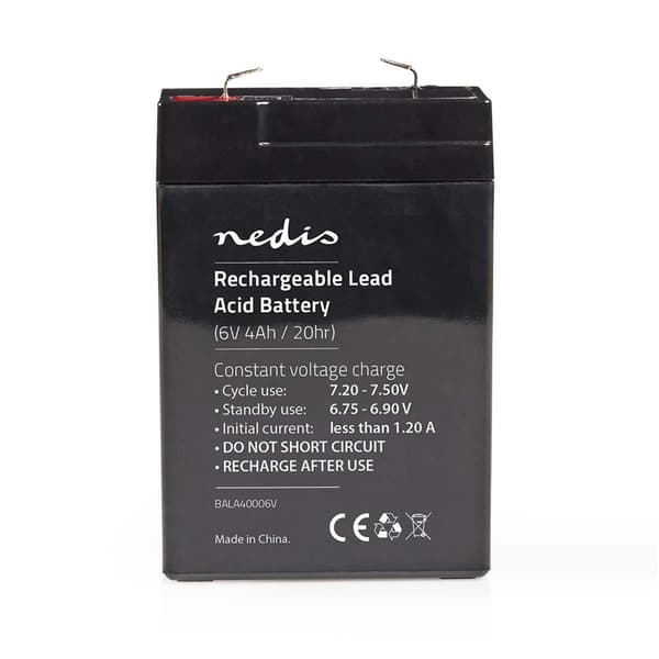 Nedis Genopladeligt blybatteri | Bly-syre | Opladningsbar | 6 V | 4000 mAh