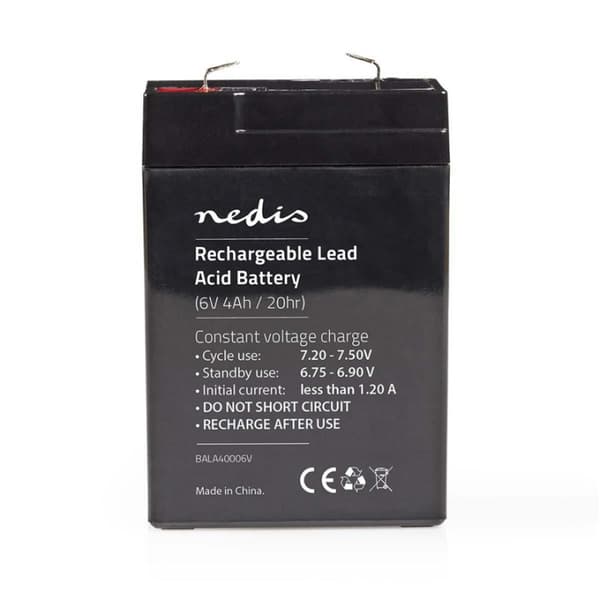 Nedis Genopladeligt blybatteri | Bly-syre | Opladningsbar | 6 V | 4000 mAh