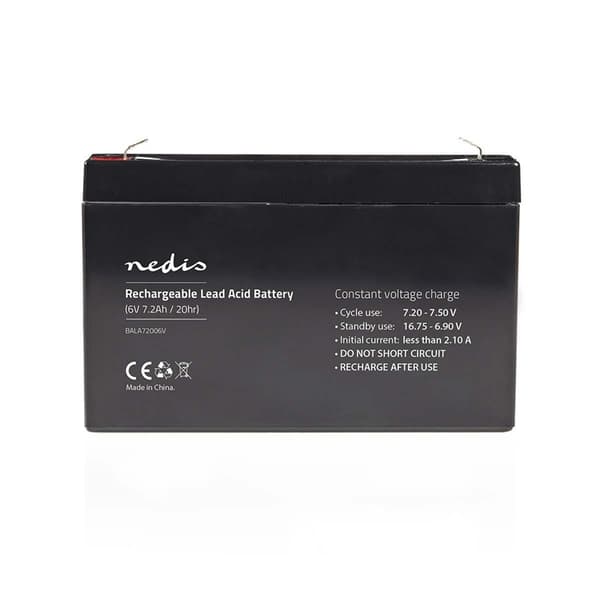 Nedis Genopladeligt blybatteri | Bly-syre | Opladningsbar | 6 V | 7200 mAh