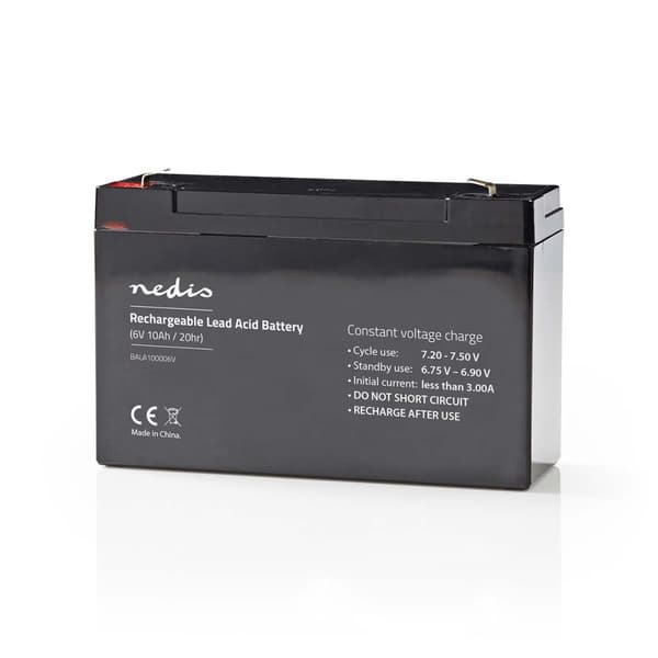 Nedis Genopladeligt blybatteri | Bly-syre | Opladningsbar | 6 V | 10000 mAh