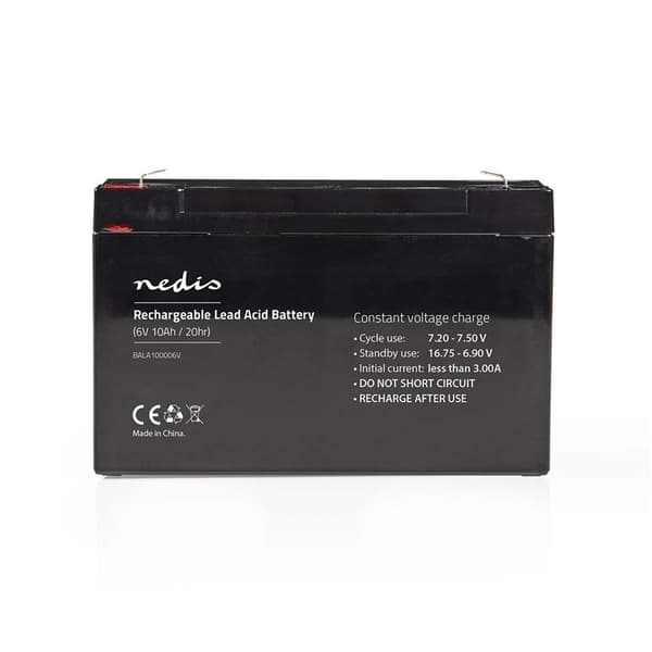 Nedis Genopladeligt blybatteri | Bly-syre | Opladningsbar | 6 V | 10000 mAh