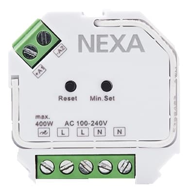 NEXA ZV-9101 Z-Wave dos dimmer, adjustable lowest dimmer level, Z-Wave Hvid