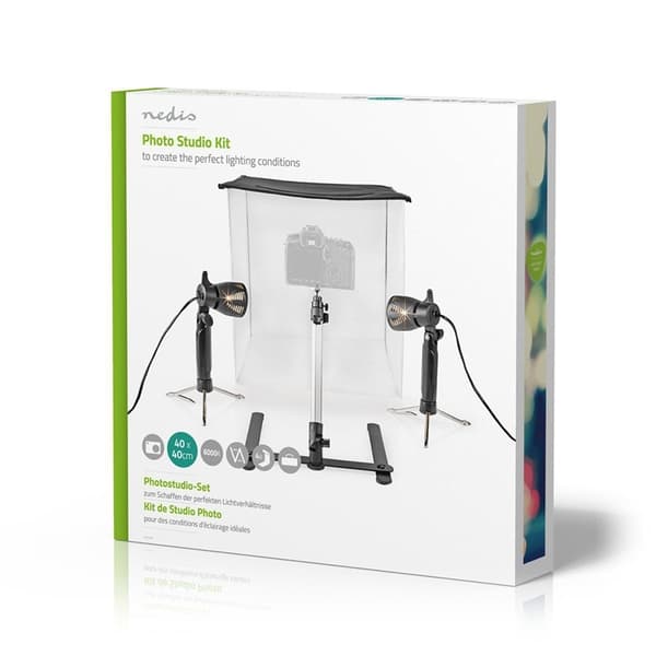 Nedis Photo Studio Kit | 400 lm | Brettbar | Bakgrunner inkludert | Reiseveske inkludert | Sort