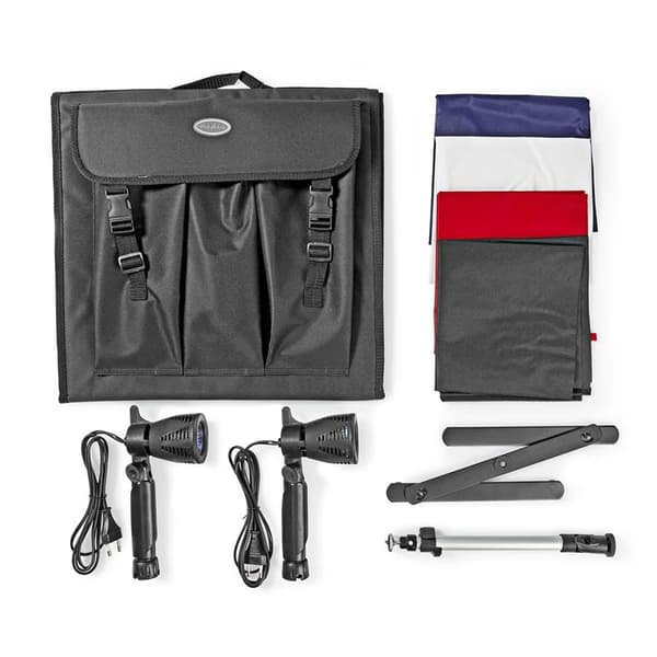 Nedis Photo Studio Kit | 400 lm | Brettbar | Bakgrunner inkludert | Reiseveske inkludert | Sort