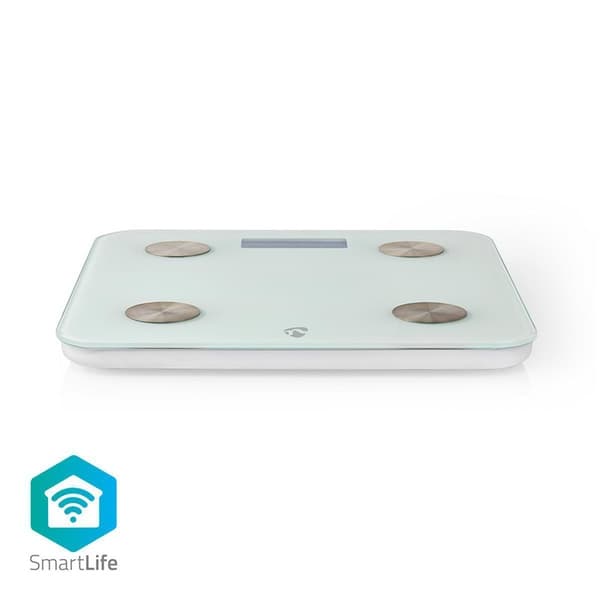 Nedis SmartLife Hälso Vågar | Wi-Fi | Ben / BMR / Fett / Muskler / Vatten / Vikt | 8 | Max last: 180 kg | Android™ / IOS | Glas | Vit