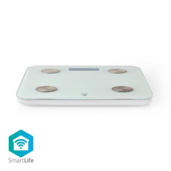 Nedis SmartLife Hälso Vågar | Wi-Fi | Ben / BMR / Fett / Muskler / Vatten / Vikt | 8 | Max last: 180 kg | Android™ / IOS | Glas | Vit