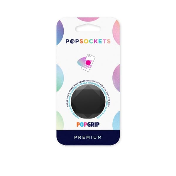 POPSOCKETS Metallic Diamond Black Irrotettava Grip Telinetoiminto Premium