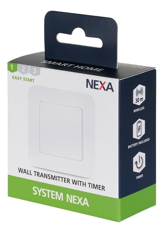 Nexa Veggsender med ramme opp til 30 m, 80 x 80 x 14 mm