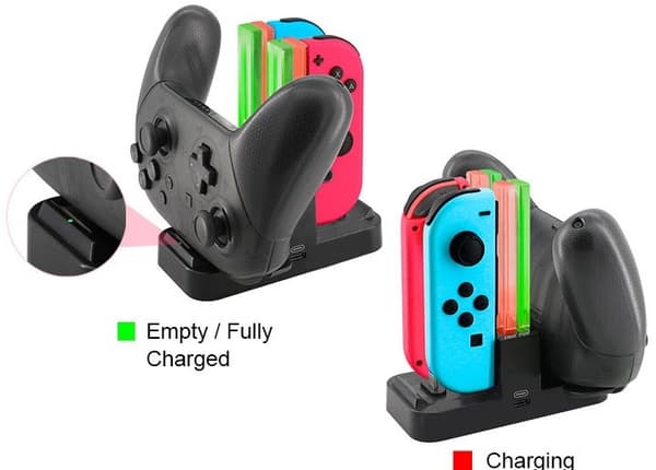 4 x Opladningsstation til Nintendo Switch og dens kontroller