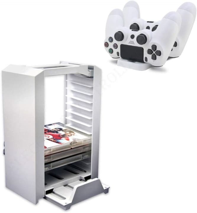 Multifunktionell lagringsstativ till PS4, Vit